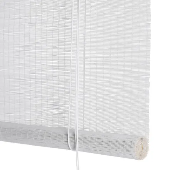 White fine bamboo roller blind