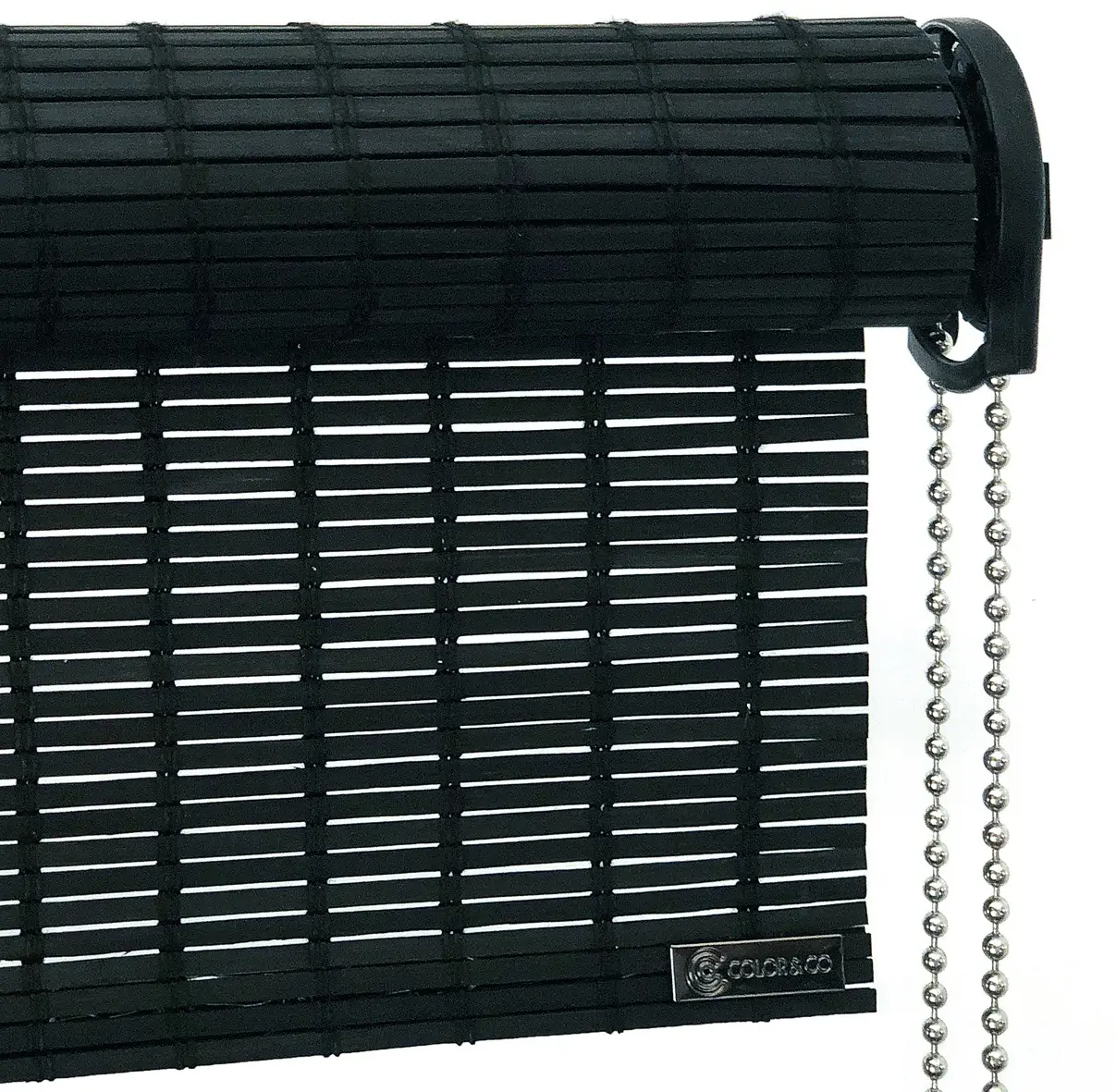 Black bamboo roller blind, with chain pull