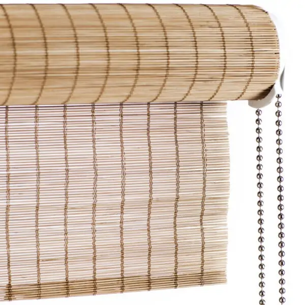 Brown fine bamboo roller blind, with chain pull