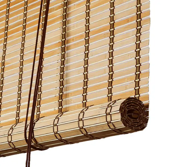 Brown natural bamboo roller blind
