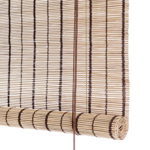 Brown striped bamboo roller blinds