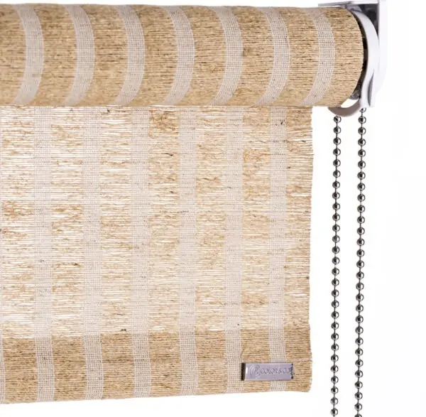 Brown plant striped roller blind, with chain pull