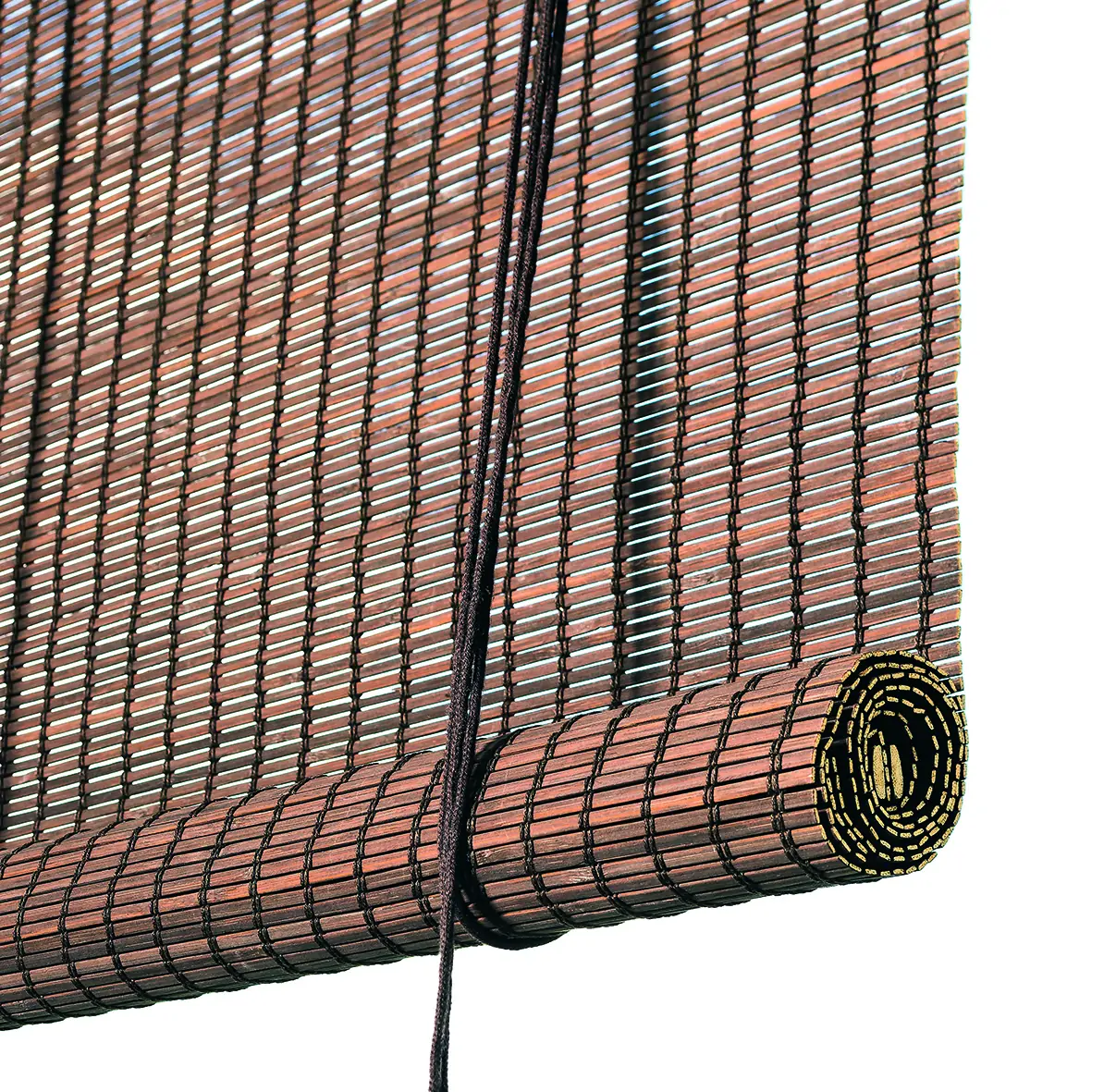 Dark brown bamboo roller blinds