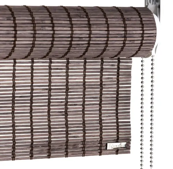 Dark brown bamboo roller blind, with chain pull - Color & Co - UK Dark brown bamboo roller blind, with chain pull