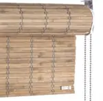 Grey stain privacy bamboo roller blind, with chain pull