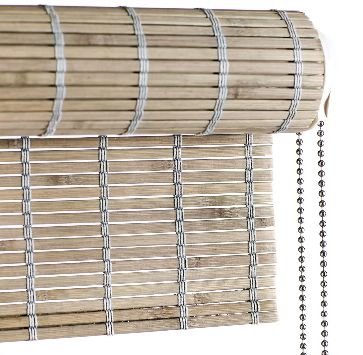 Grey stain bamboo roller blind, with chain pull - Color & Co - UK Grey stain bamboo roller blind, with chain pull