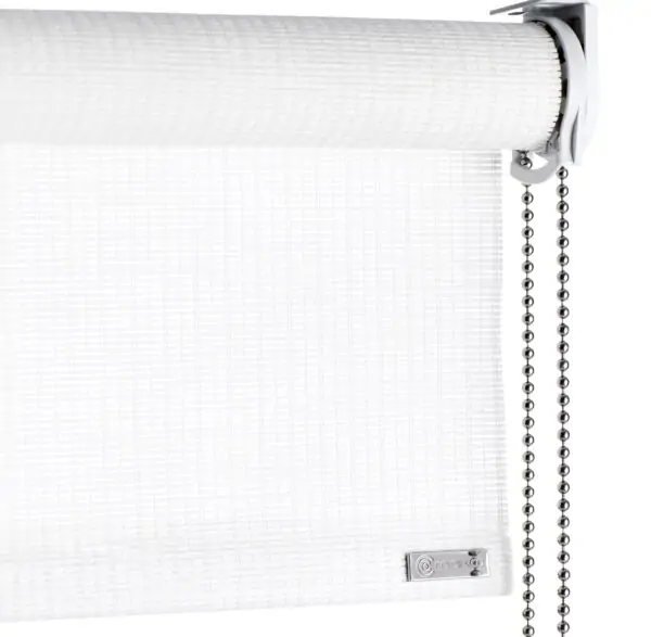 White paper roller blind, with chain pull