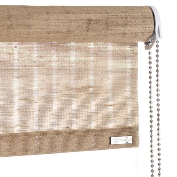 Warm brown plant roller blind, with chain pull