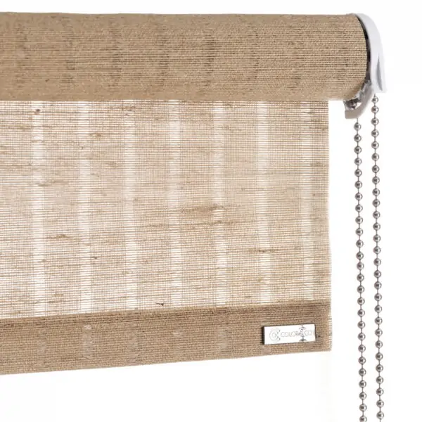 Warm brown plant roller blind